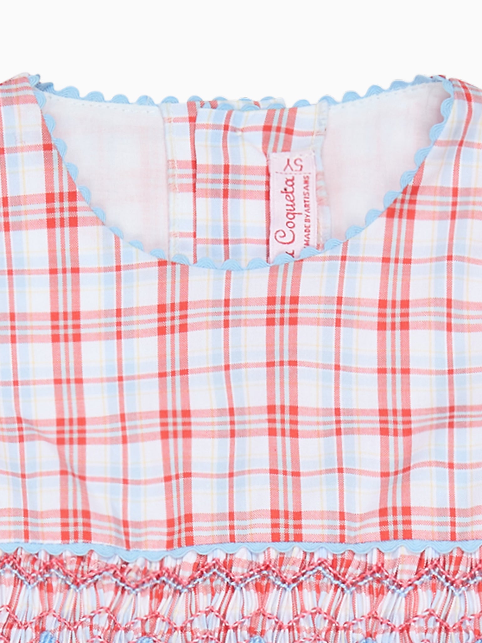 Red Check Ava Girl Hand-Smocked Dress