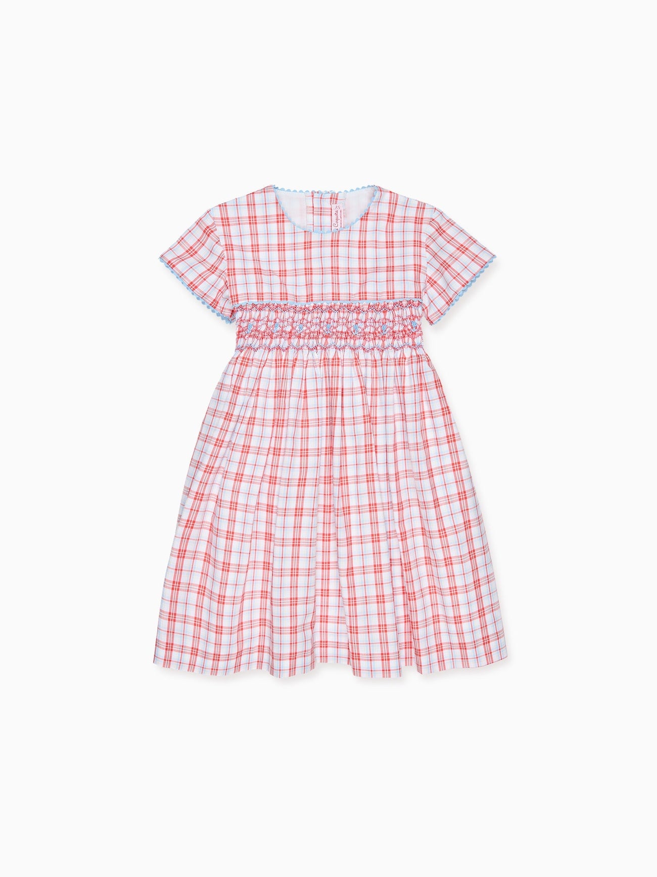 Red Check Ava Girl Hand-Smocked Dress