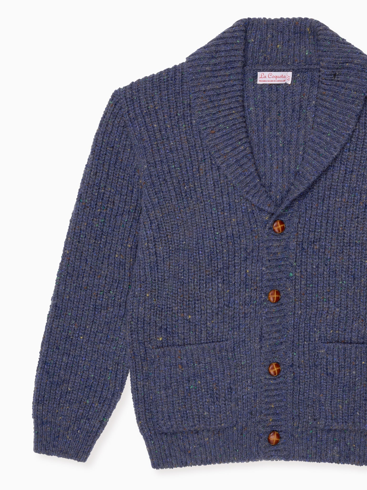 Dark Blue Axel Merino Boy Cardigan | La Coqueta Kids UK