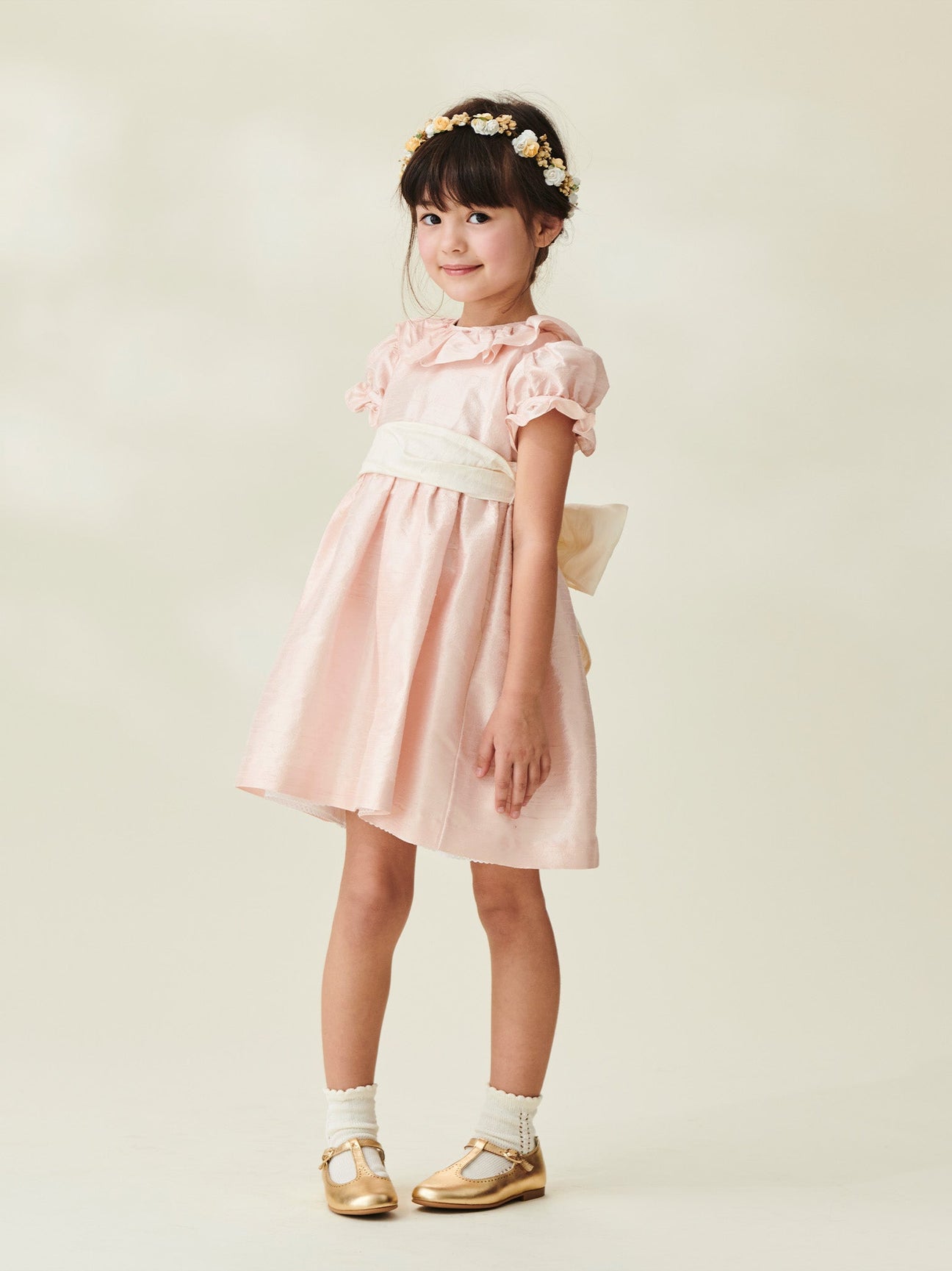 Dusty Pink Azalea Ceremony Girl Silk Dress | La Coqueta Kids UK Dusty Pink Azalea Ceremony Girl Silk Dress | La Coqueta Kids UK