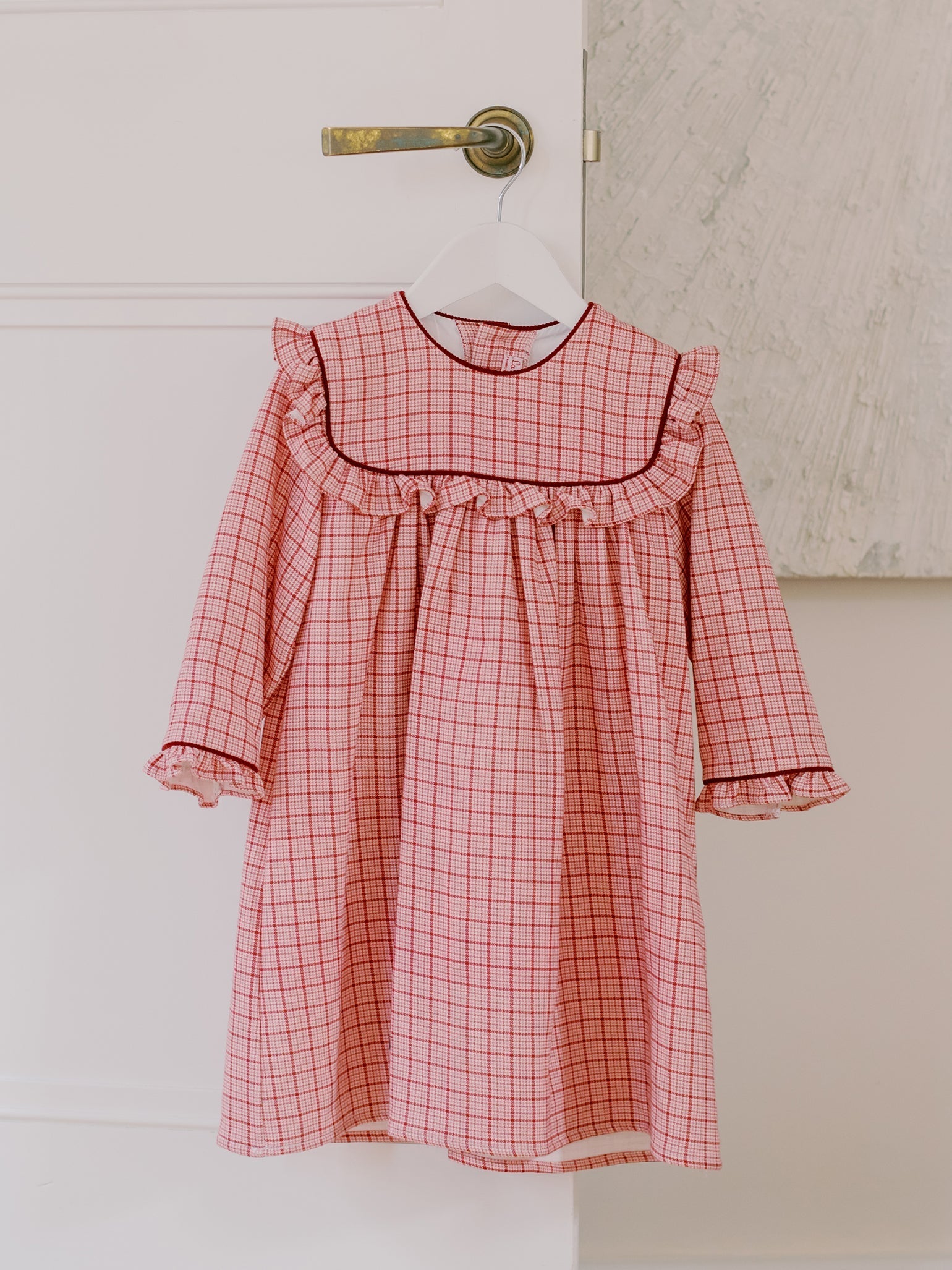 Pink Check Azuna Girl Empire Dress