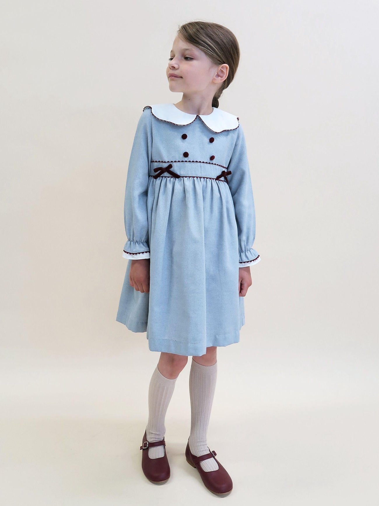 Dusty Blue Rosalie Girl Empire Dress