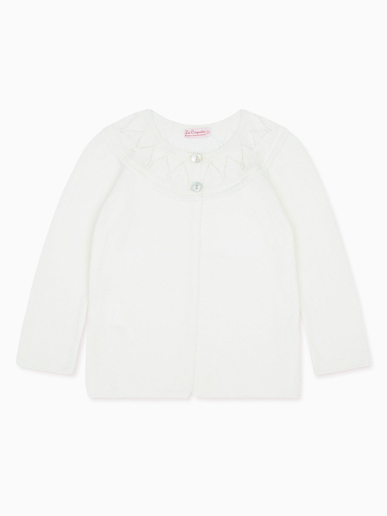 Ivory Baena Girl Cotton Cardigan La Coqueta Kids