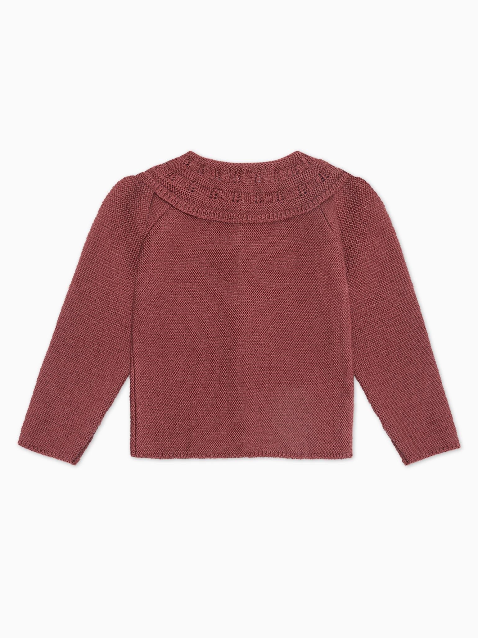 Dark Rose Baena Merino Baby Girl Cardigan