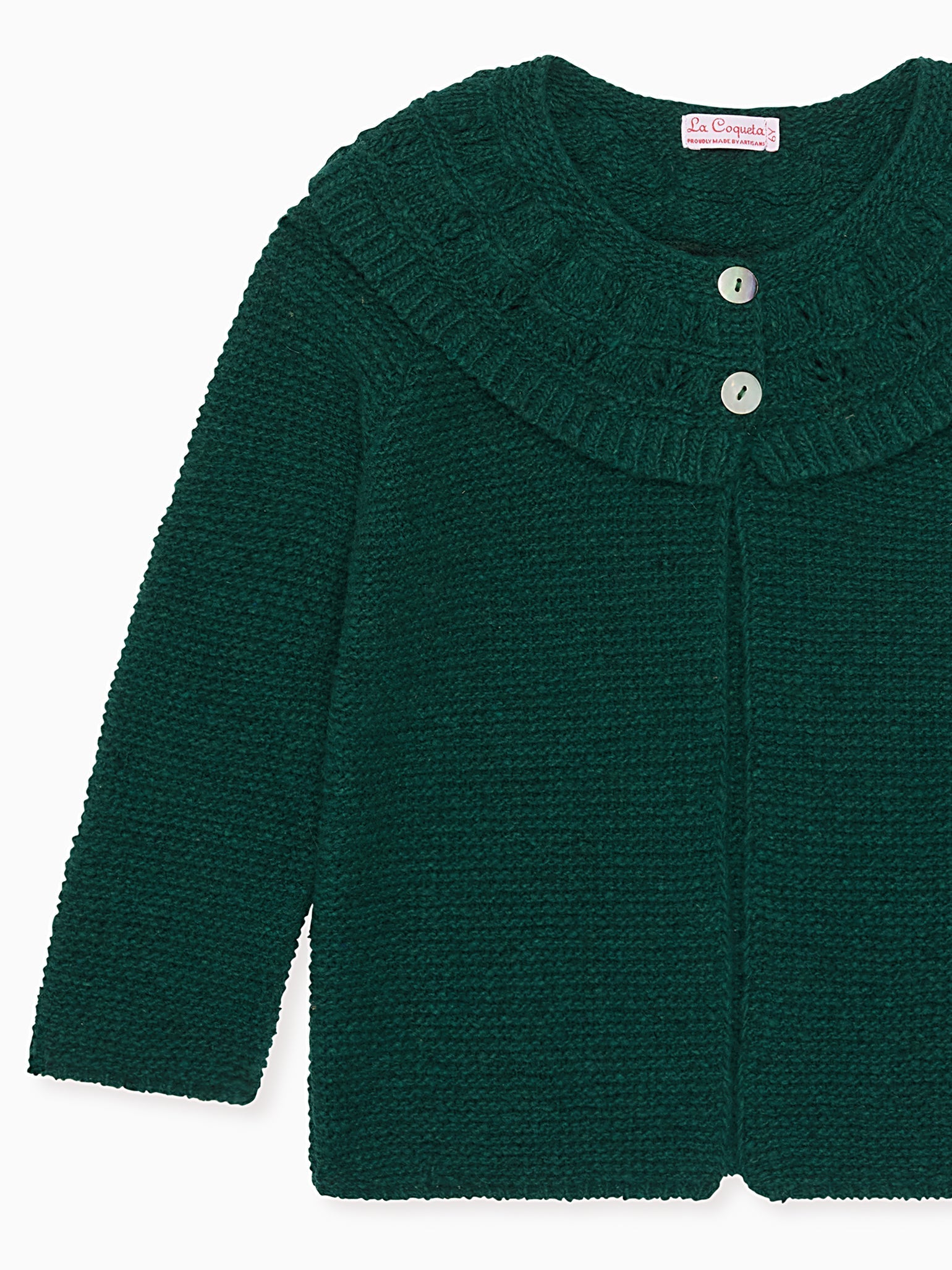Forest Green Baena Merino Girl Cardigan
