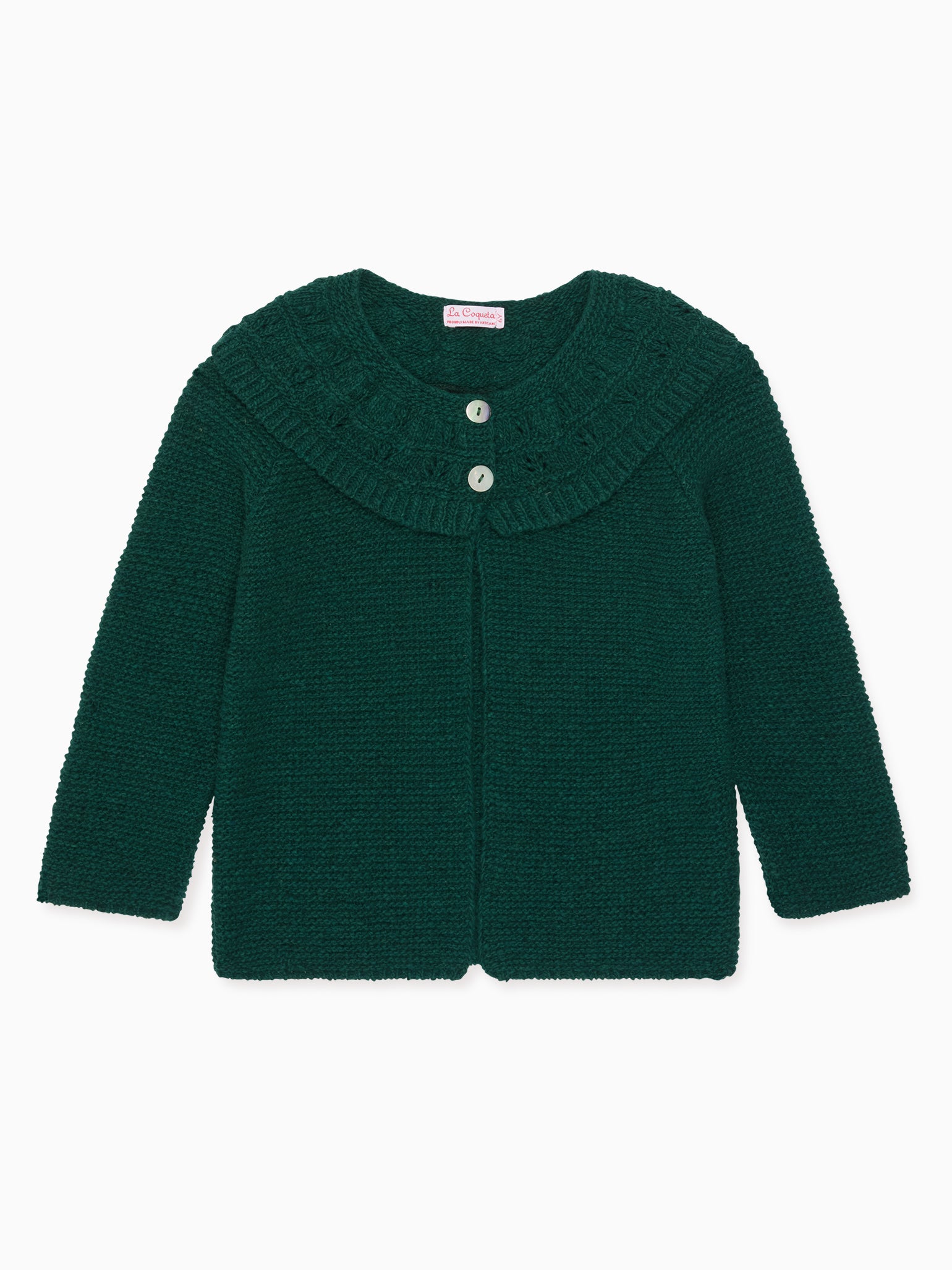 Forest Green Baena Merino Girl Cardigan