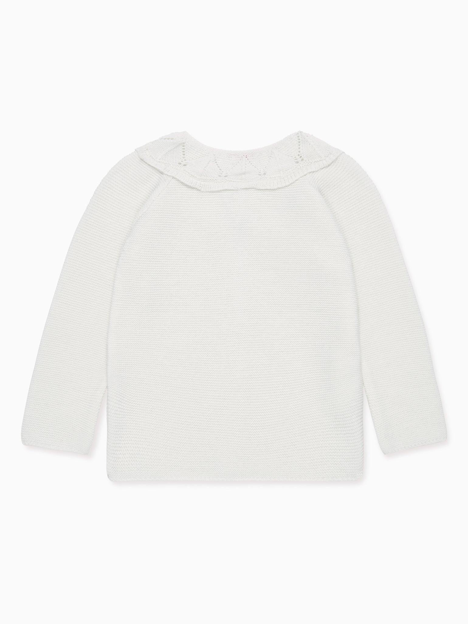 Ivory Baena Merino Girl Cardigan