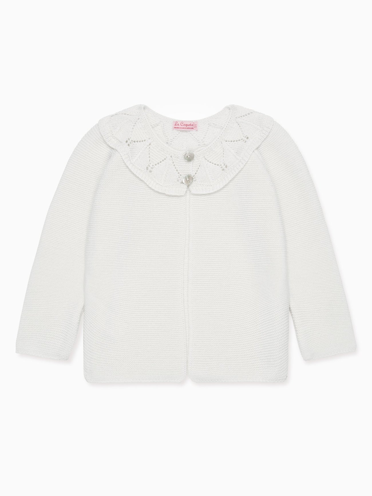 Ivory Baena Merino Girl Cardigan