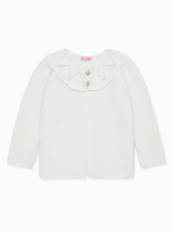 Ivory Baena Merino Girl Cardigan