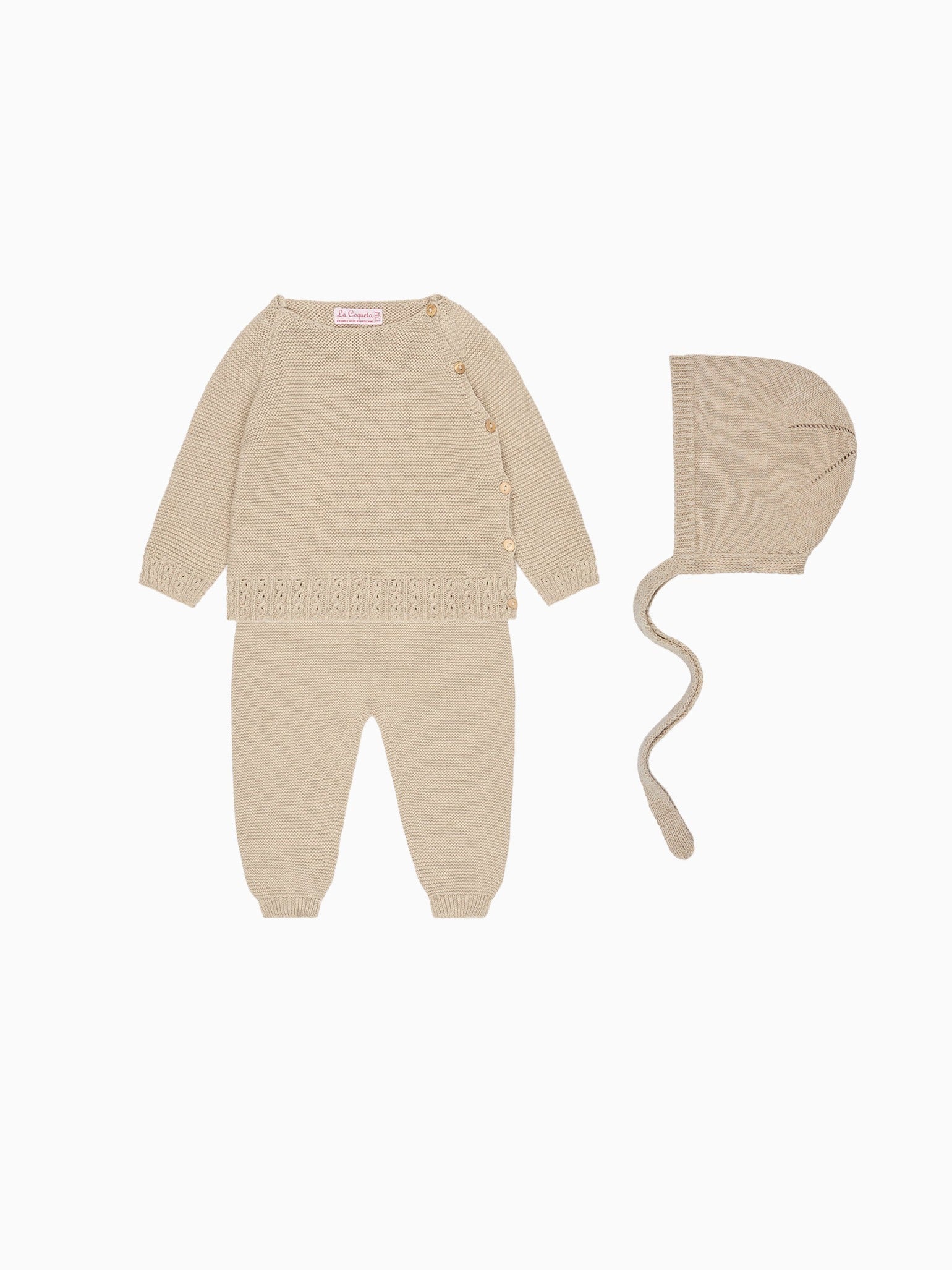 Taupe Bailey Cotton Baby Knitted Gift Box Set