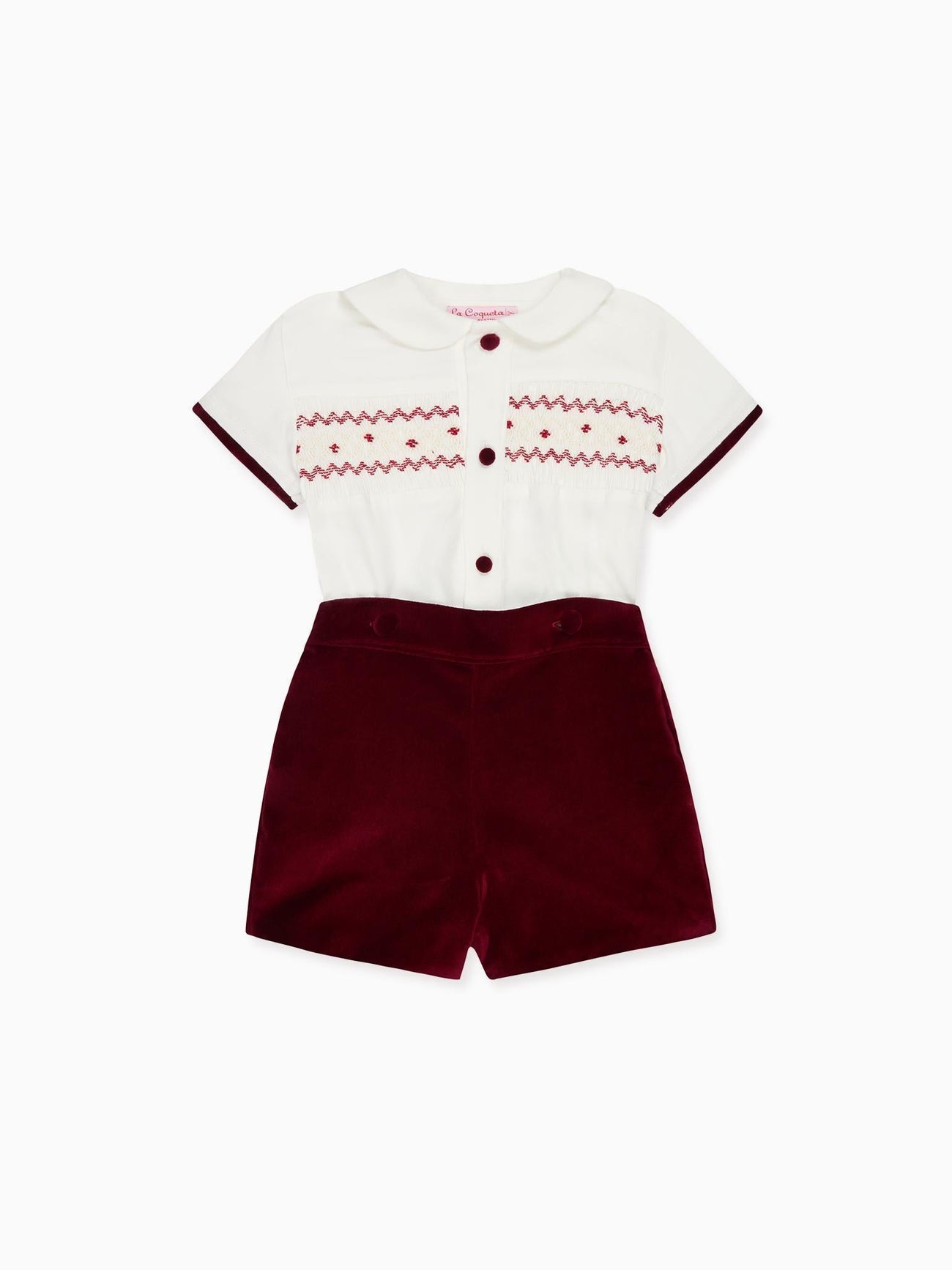 Burgundy Bautista Baby Boy Hand-Smocked Set