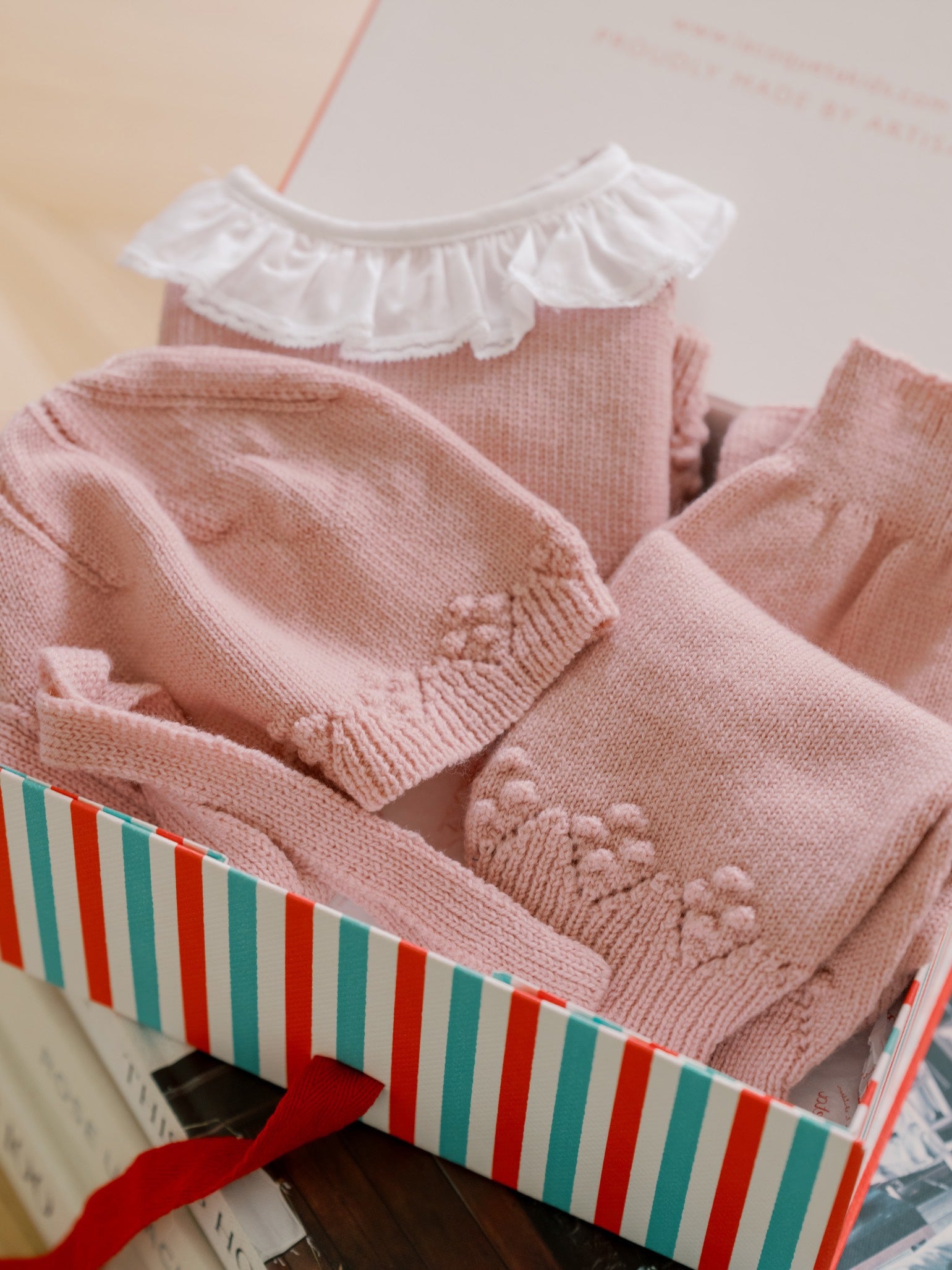 Dusty Pink Baya Merino Baby Girl Knitted Set