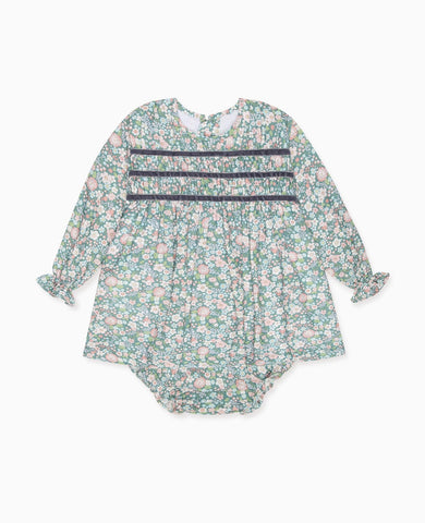 Green Floral Belia Baby Girl Smocked Set