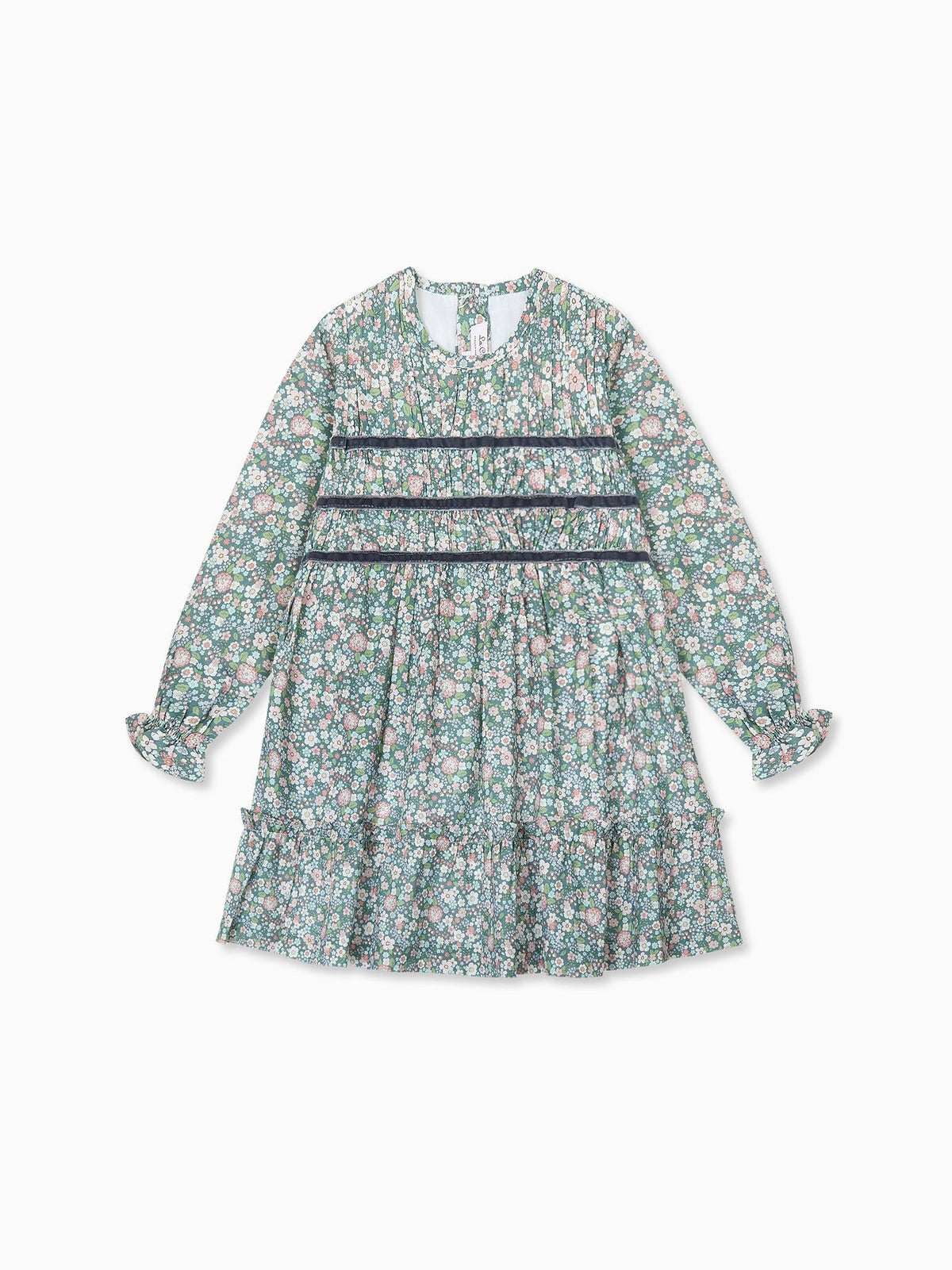 Green Floral Belia Girl Smocked Dress