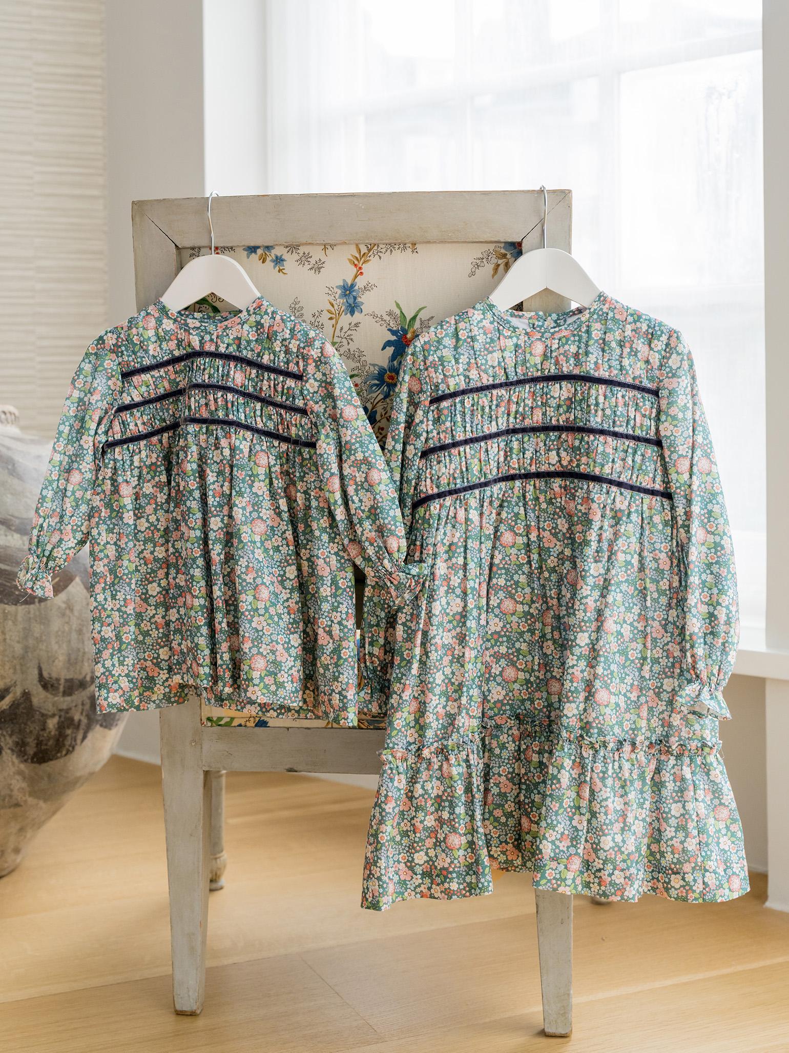Green Floral Belia Girl Smocked Dress