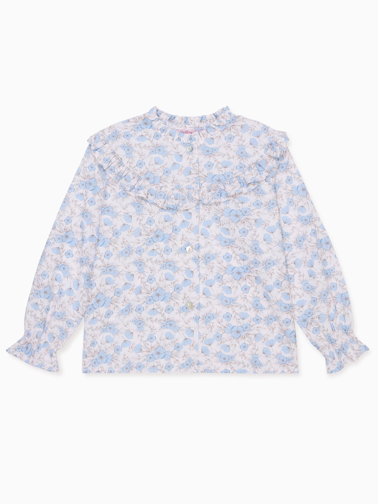 Blue Floral Bella Long Sleeve Girl Shirt