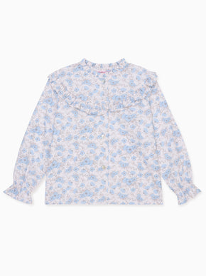 Blue Floral Bella Long Sleeve Girl Shirt