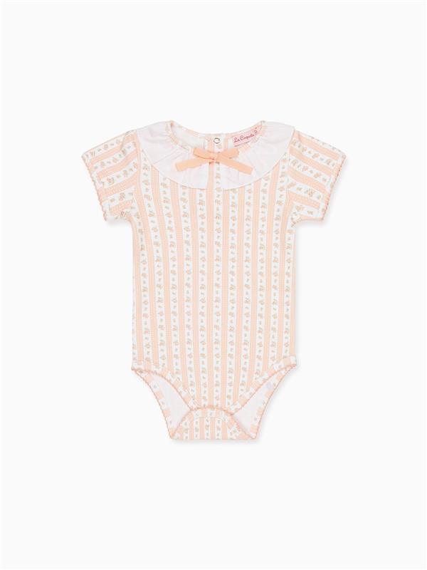 Pink Floral Stripe Belle Baby Girl Body Vest