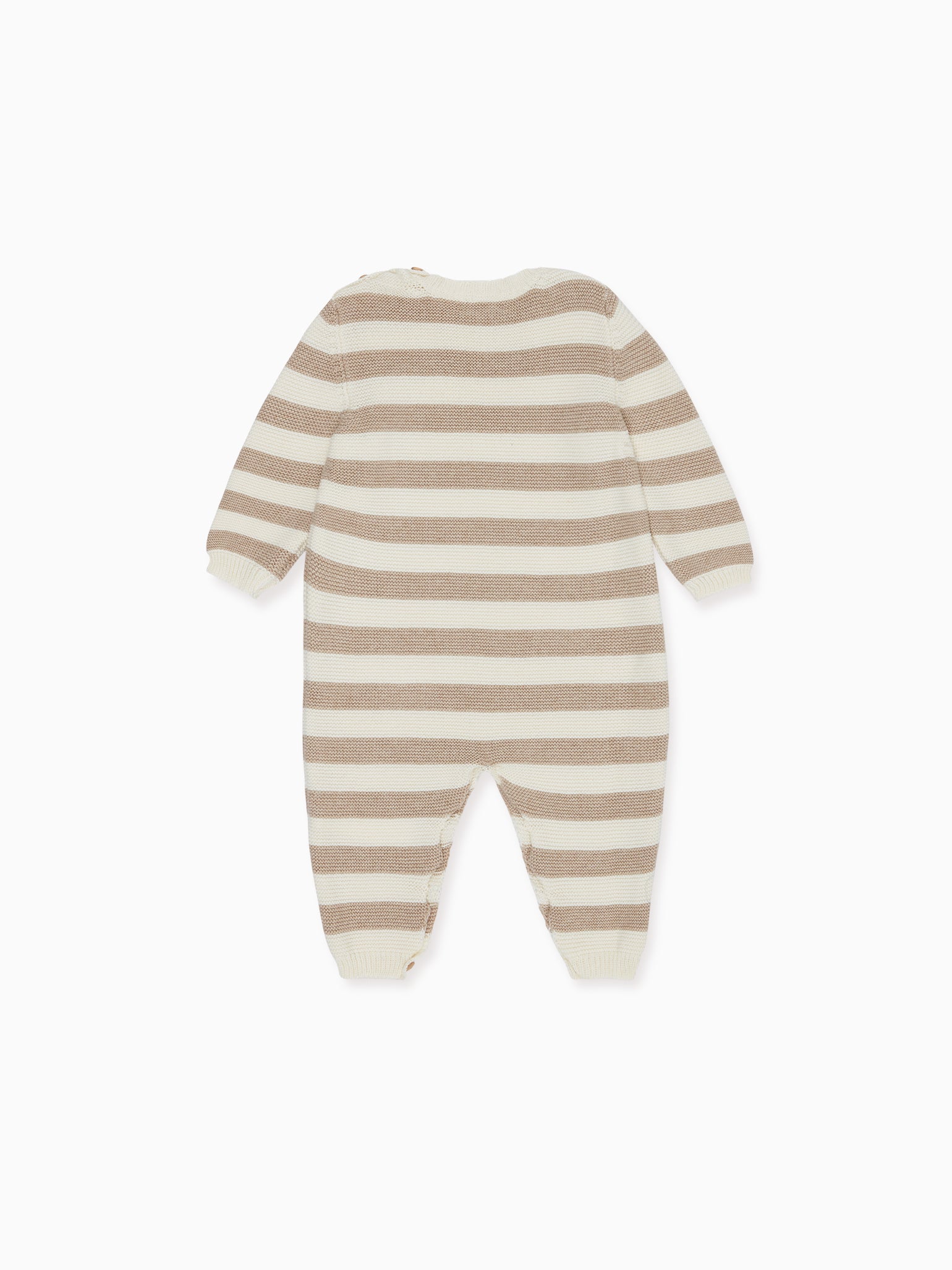 Taupe Stripe Benito Cotton Baby Knitted Jumpsuit