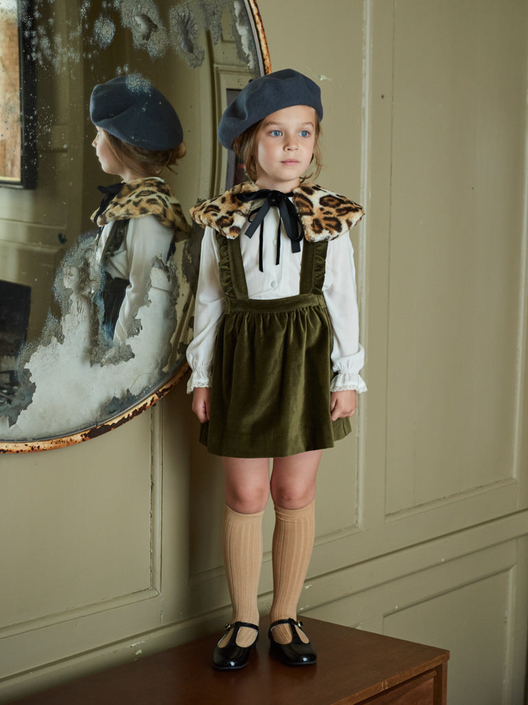 Brown Leopard Faux Fur Girl Collar