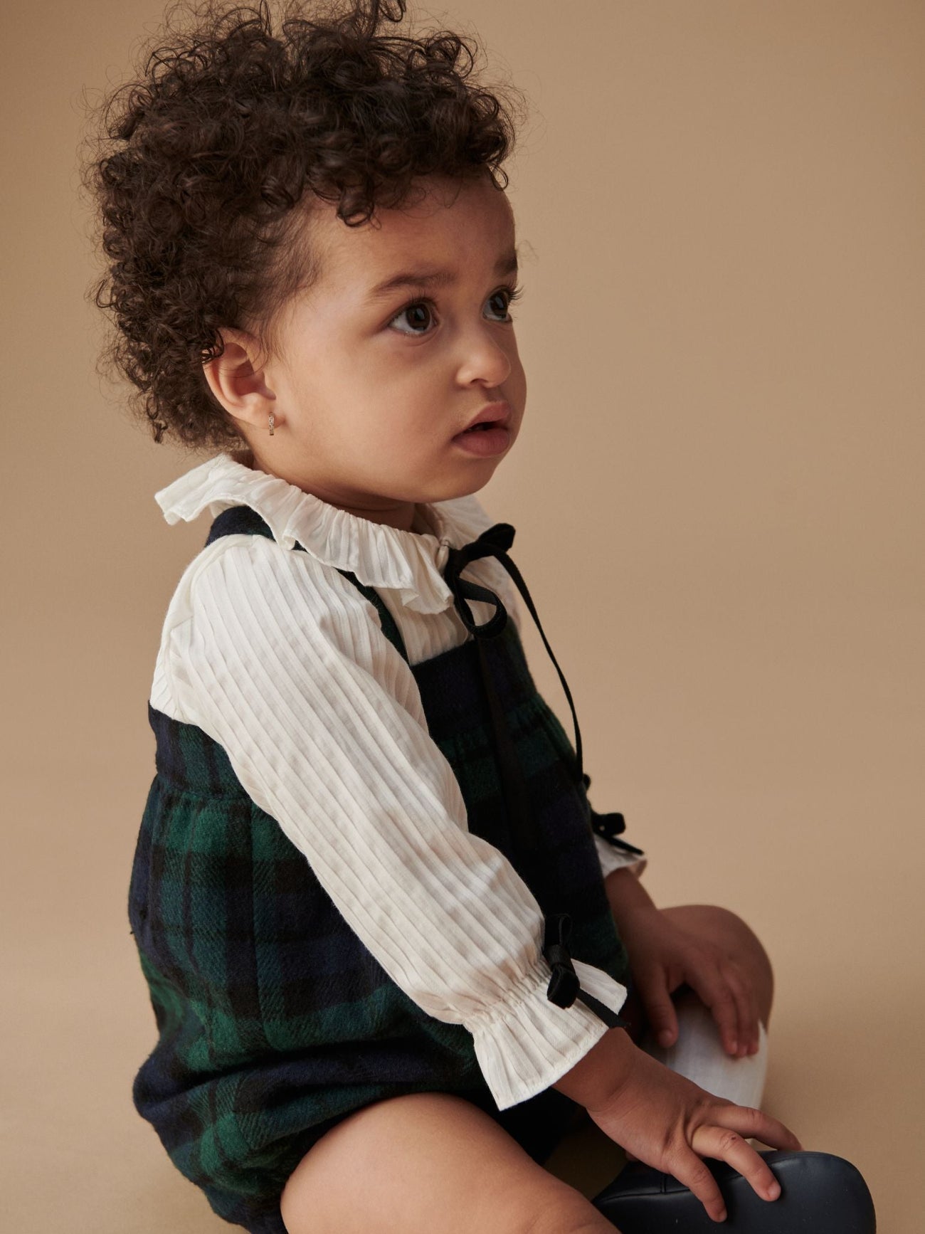 Green Tartan Filada Baby Romper Dungarees