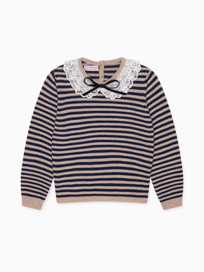 Navy Stripe Blanca Merino Girl Sweater