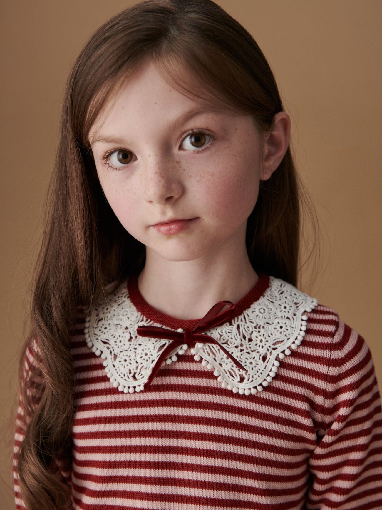 Burgundy Stripe Blanca Merino Girl Jumper