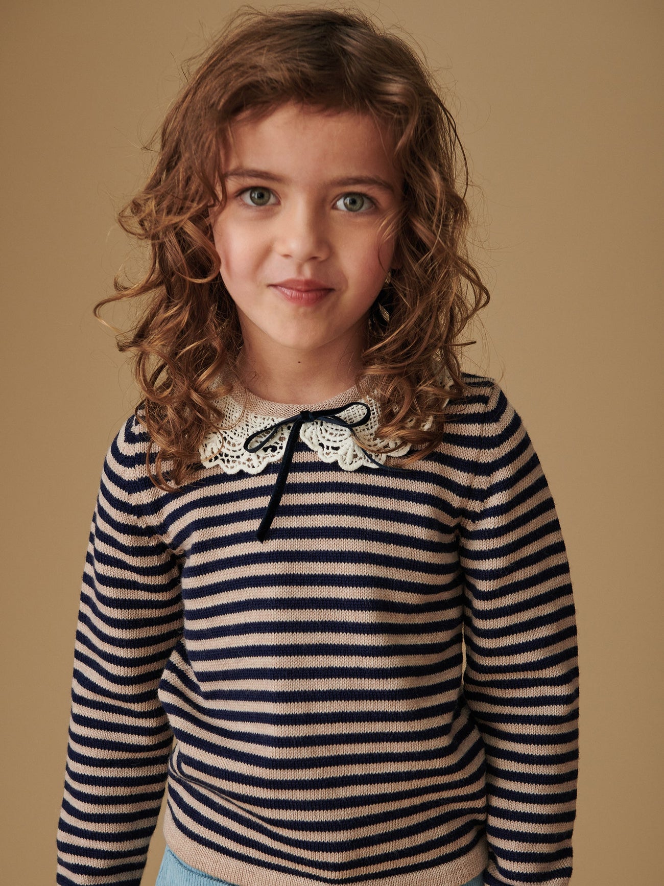 Navy Stripe Blanca Merino Girl Sweater