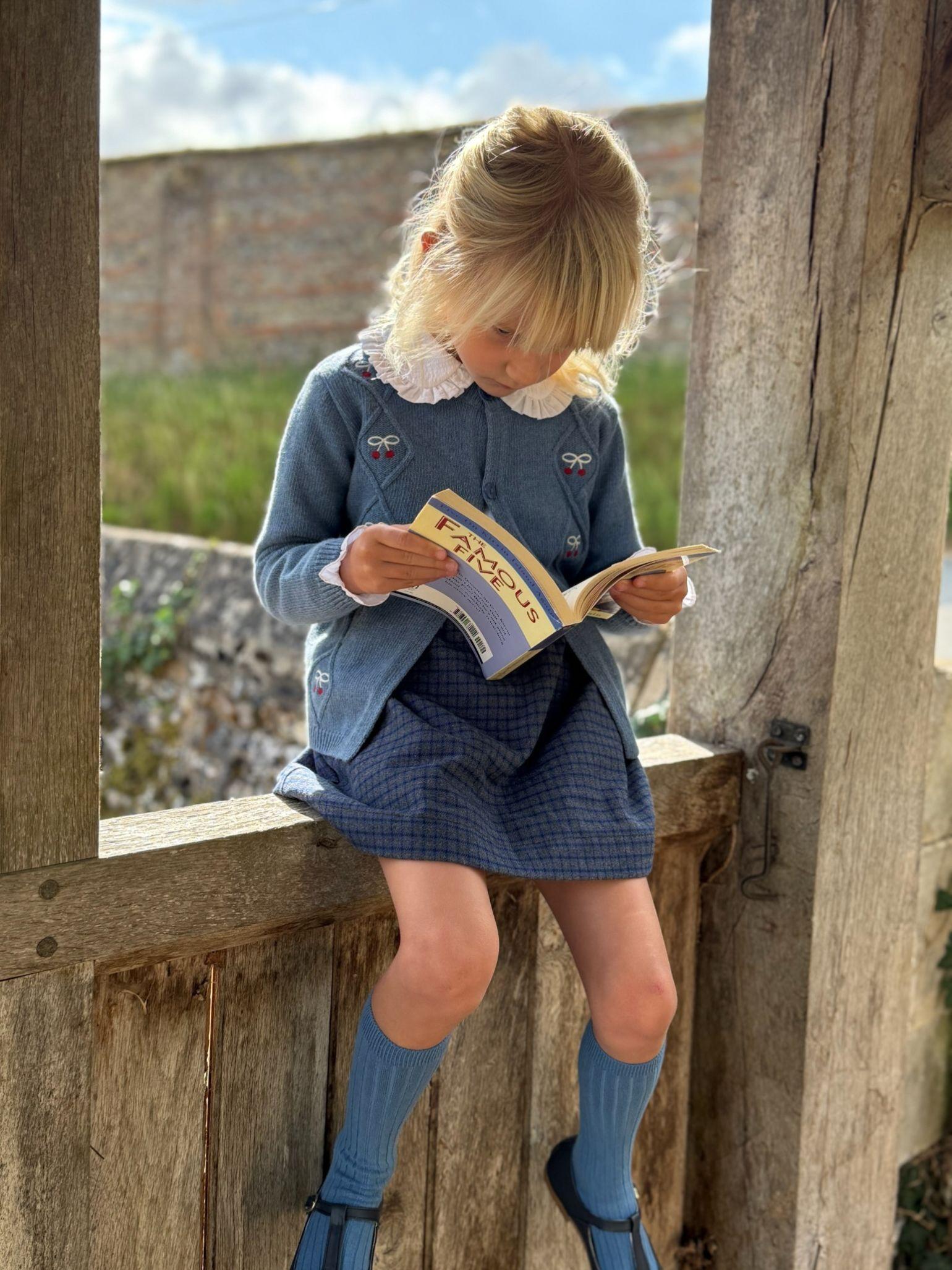 Blue Check Agata Girl Pinafore Skirt