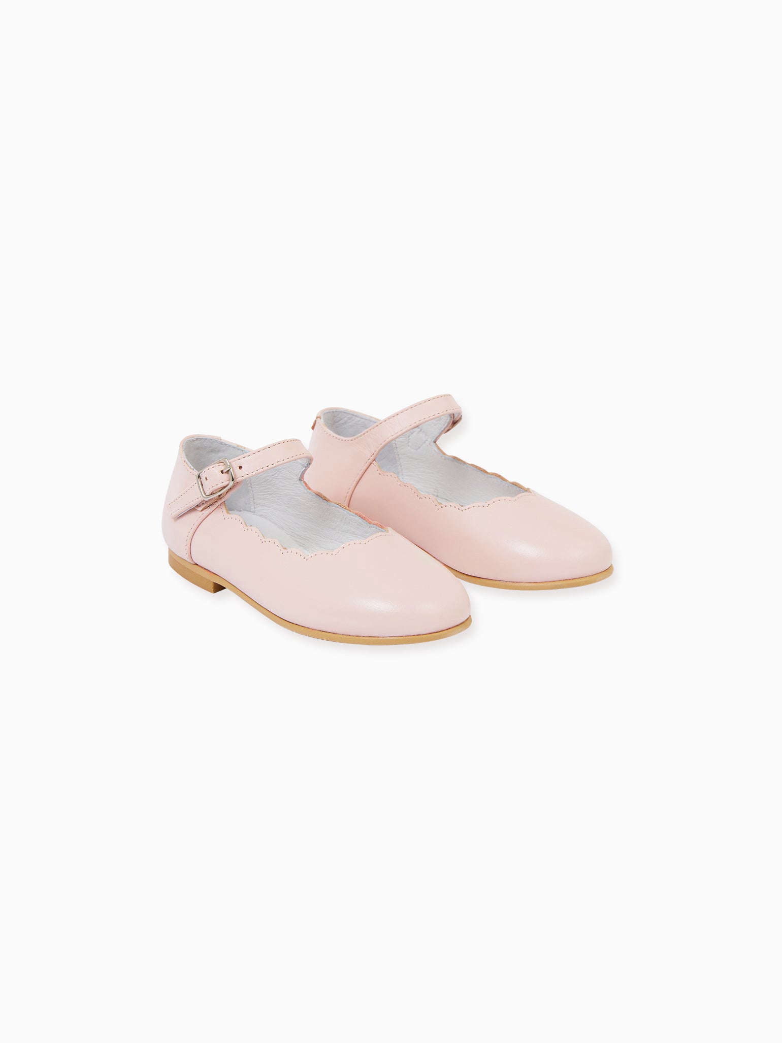 Blush Leather Girl Scallop Mary Jane Shoes