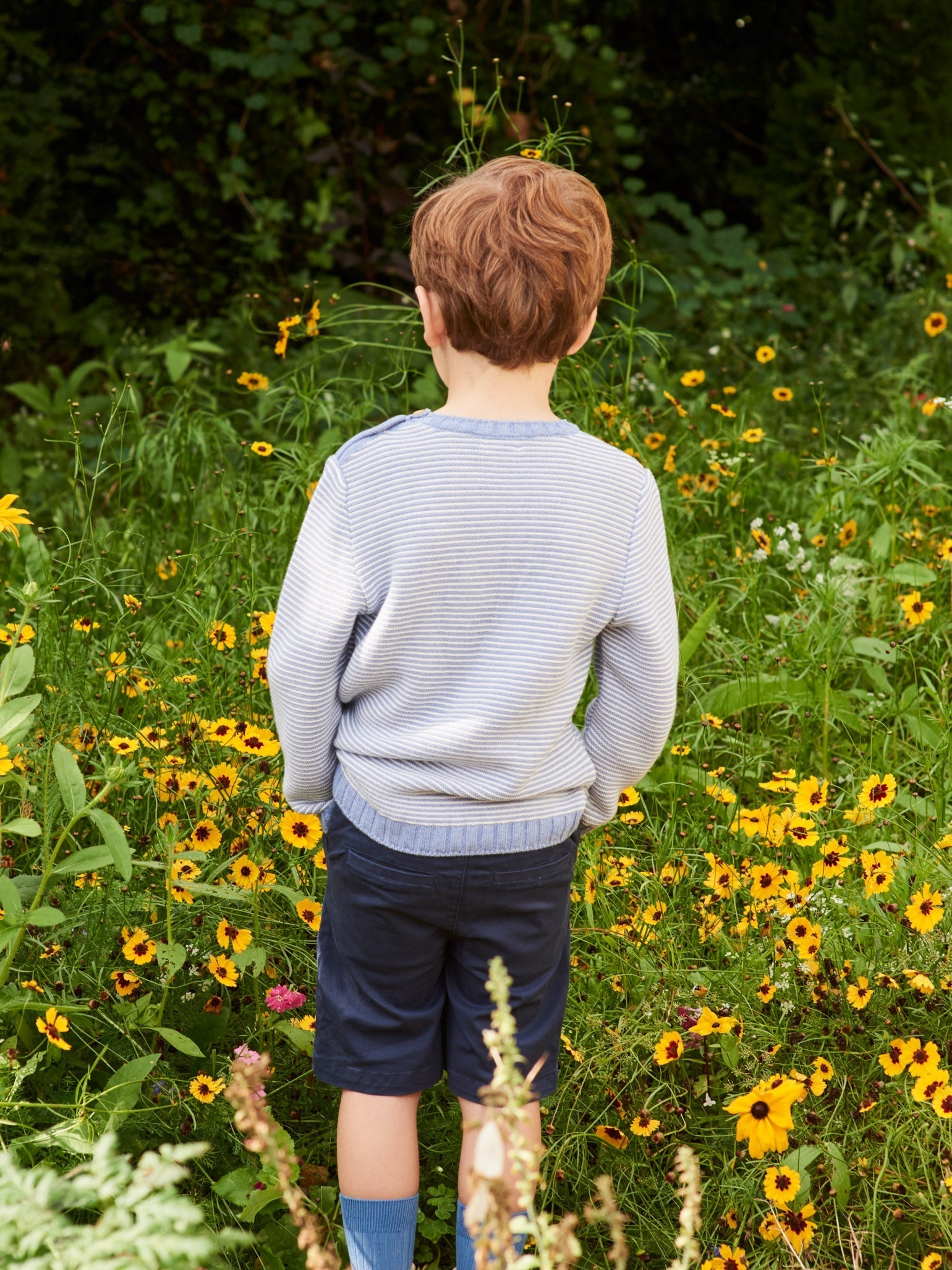 Dusty Blue Stripe Bromo Cotton Boy Sweater