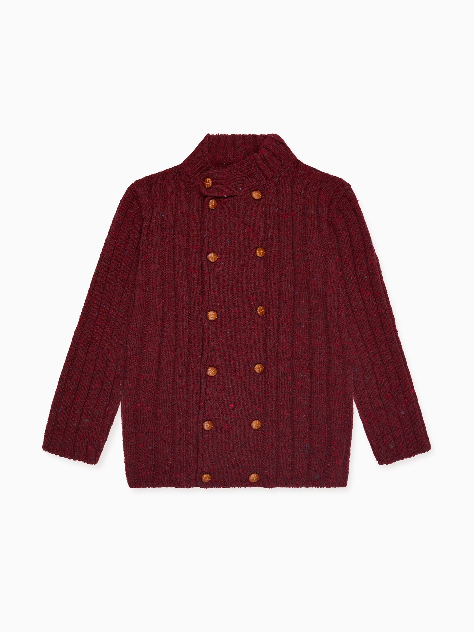 Burgundy Bolo Merino Boy Cardigan