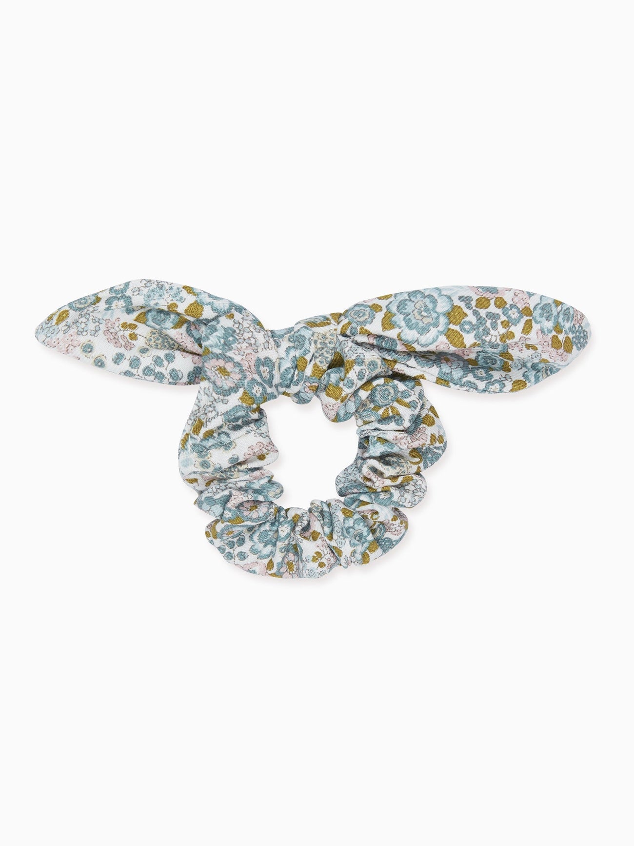 Blue Floral Bow Girl Scrunchie