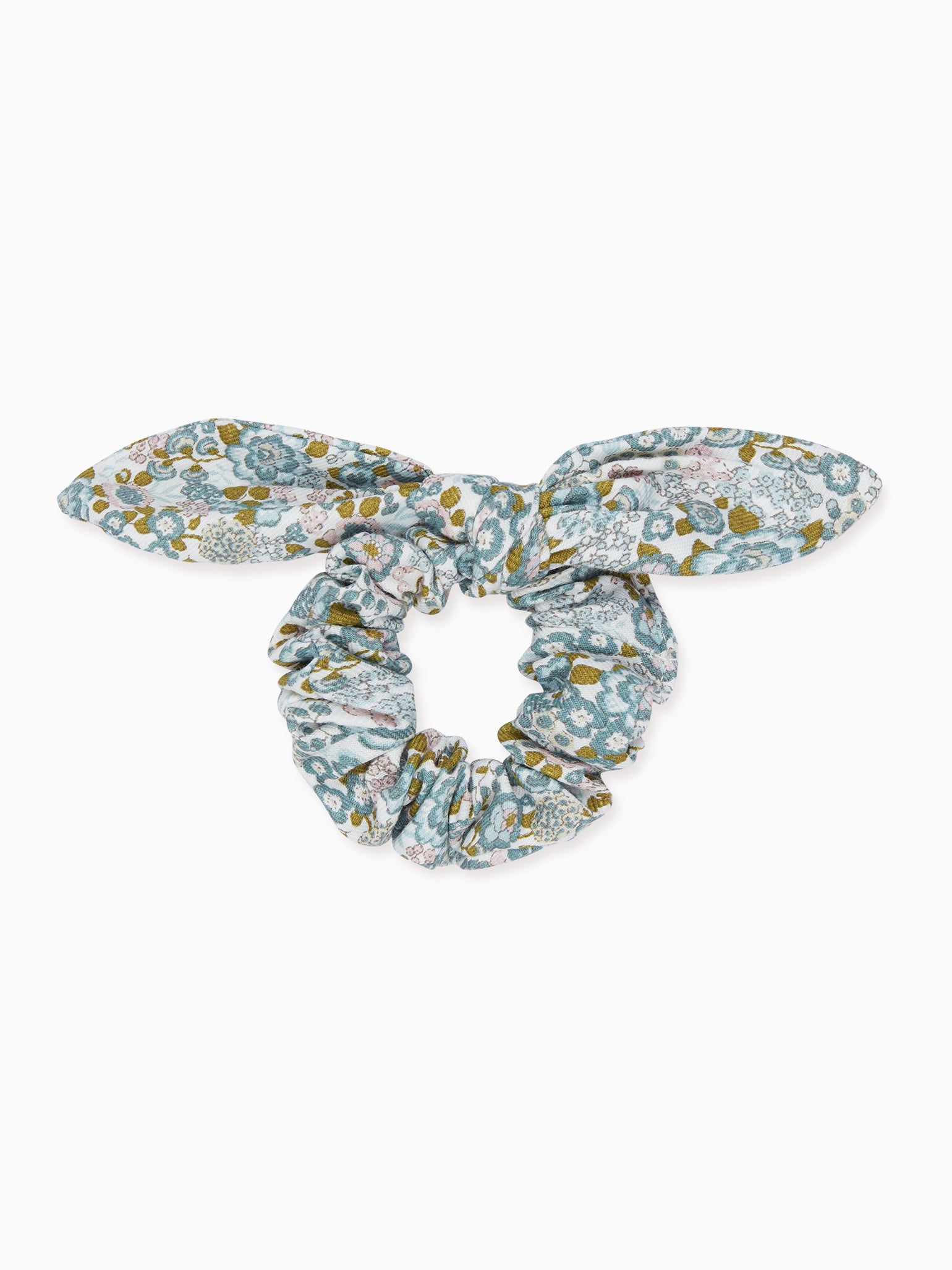 Blue Floral Bow Girl Scrunchie