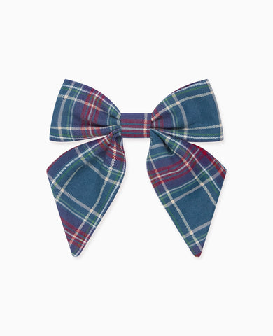 Green Tartan Girl Large Bow Clip