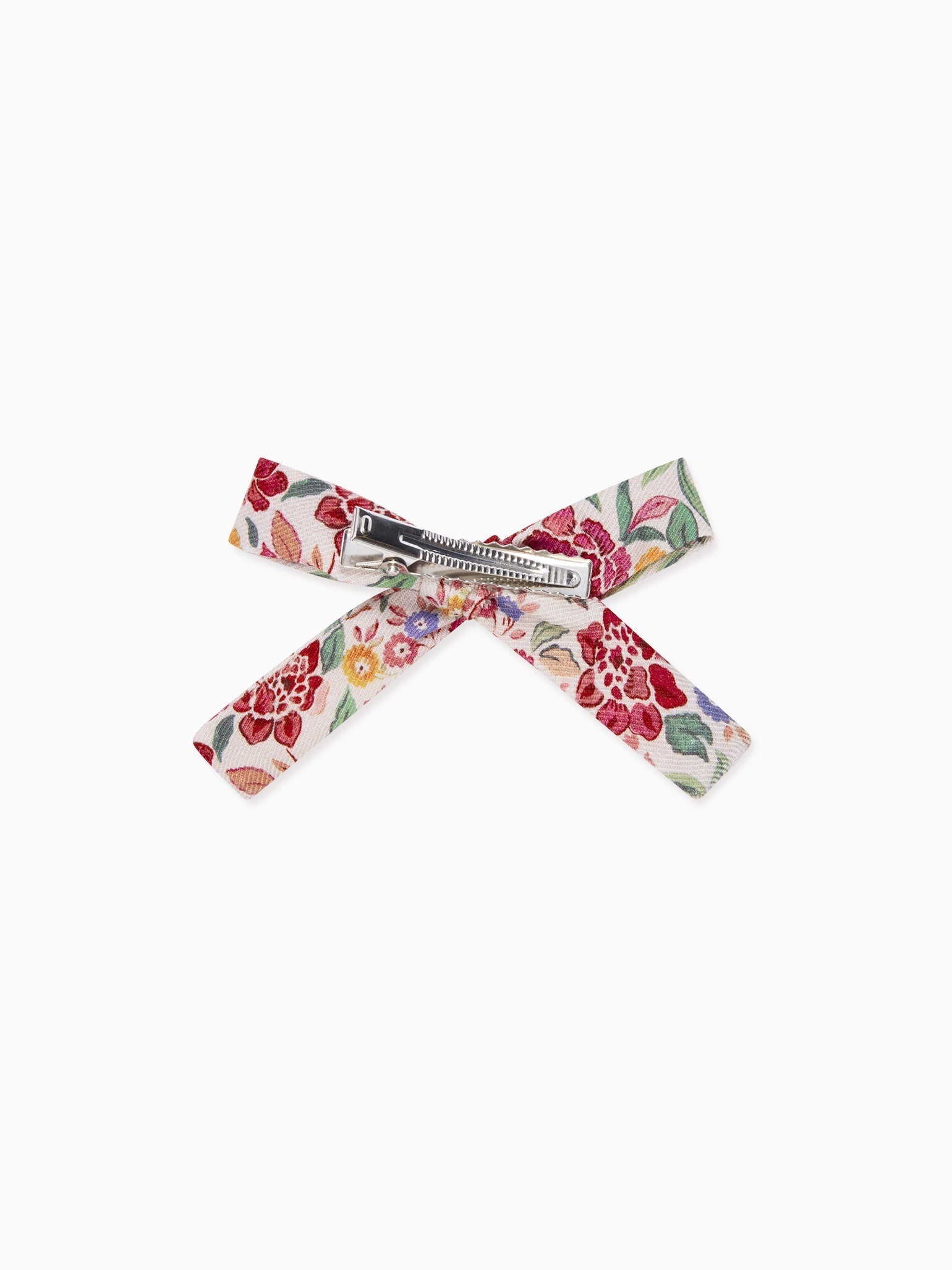 Pink Floral Girl Soft Ribbon Bow Clip