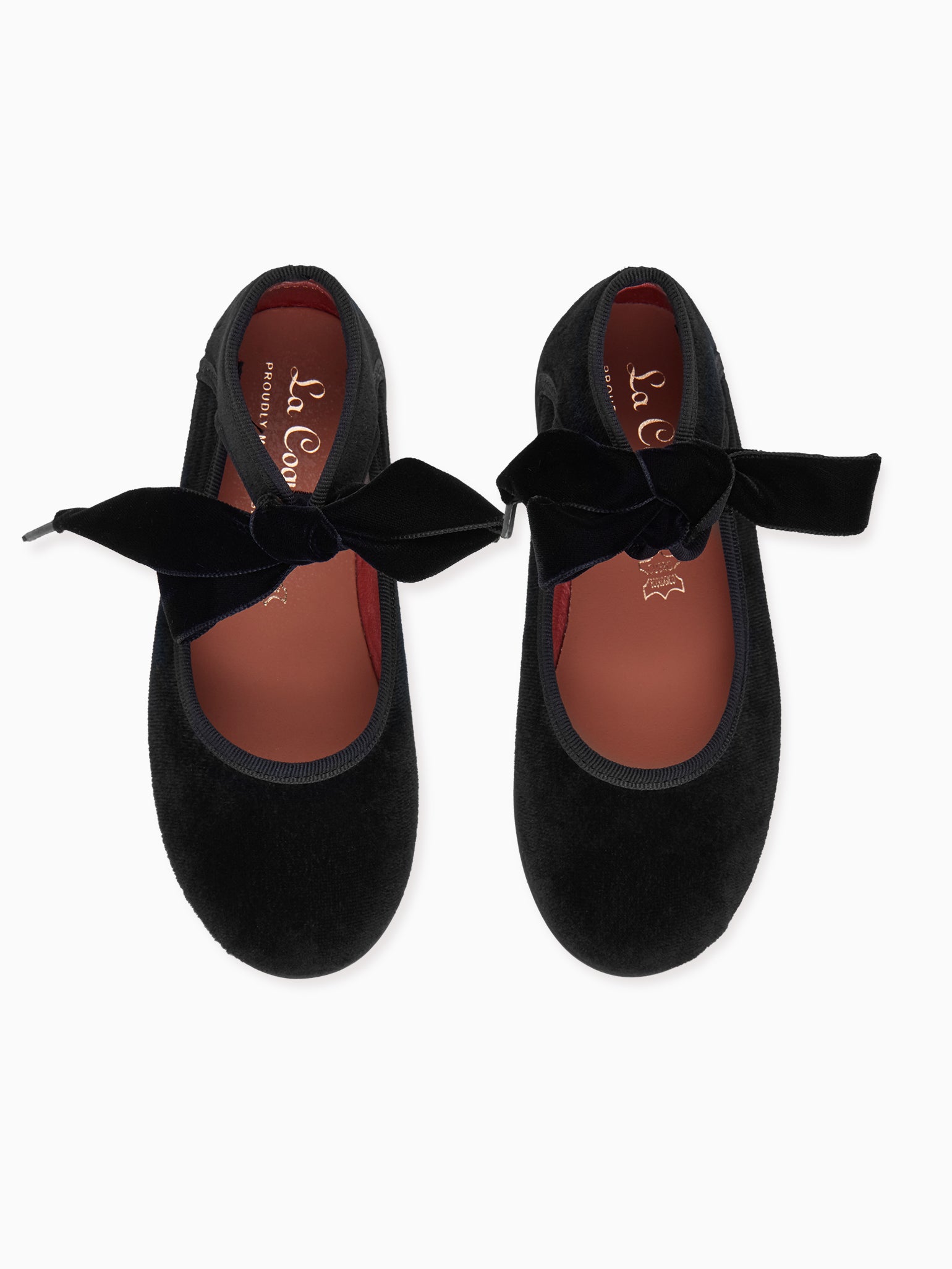 Black Velvet Girl Bow Ballerina Shoes