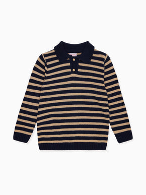 Navy & Brown Stripe Brio Merino Boy Sweater