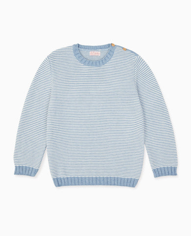 Dusty Blue Stripe Bromo Cotton Boy Sweater