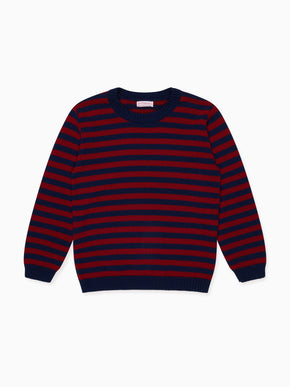 Burgundy Stripe Bromo Merino Boy Jumper
