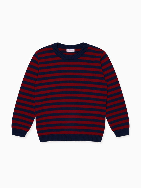 Burgundy Stripe Bromo Merino Boy Jumper