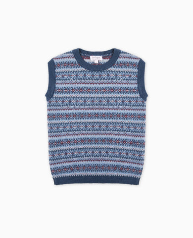 Dusty Blue Bromo Merino Fair Isle Boy Vest
