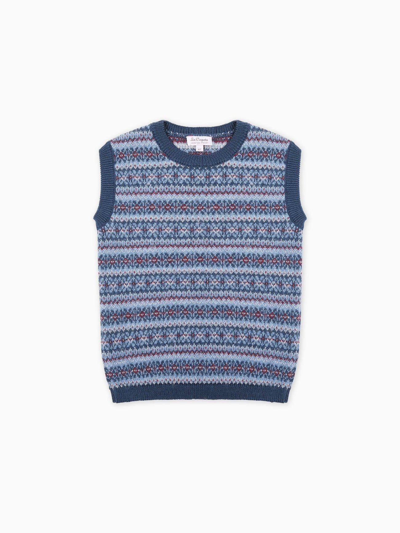Dusty Blue Bromo Merino Fair Isle Boy Vest