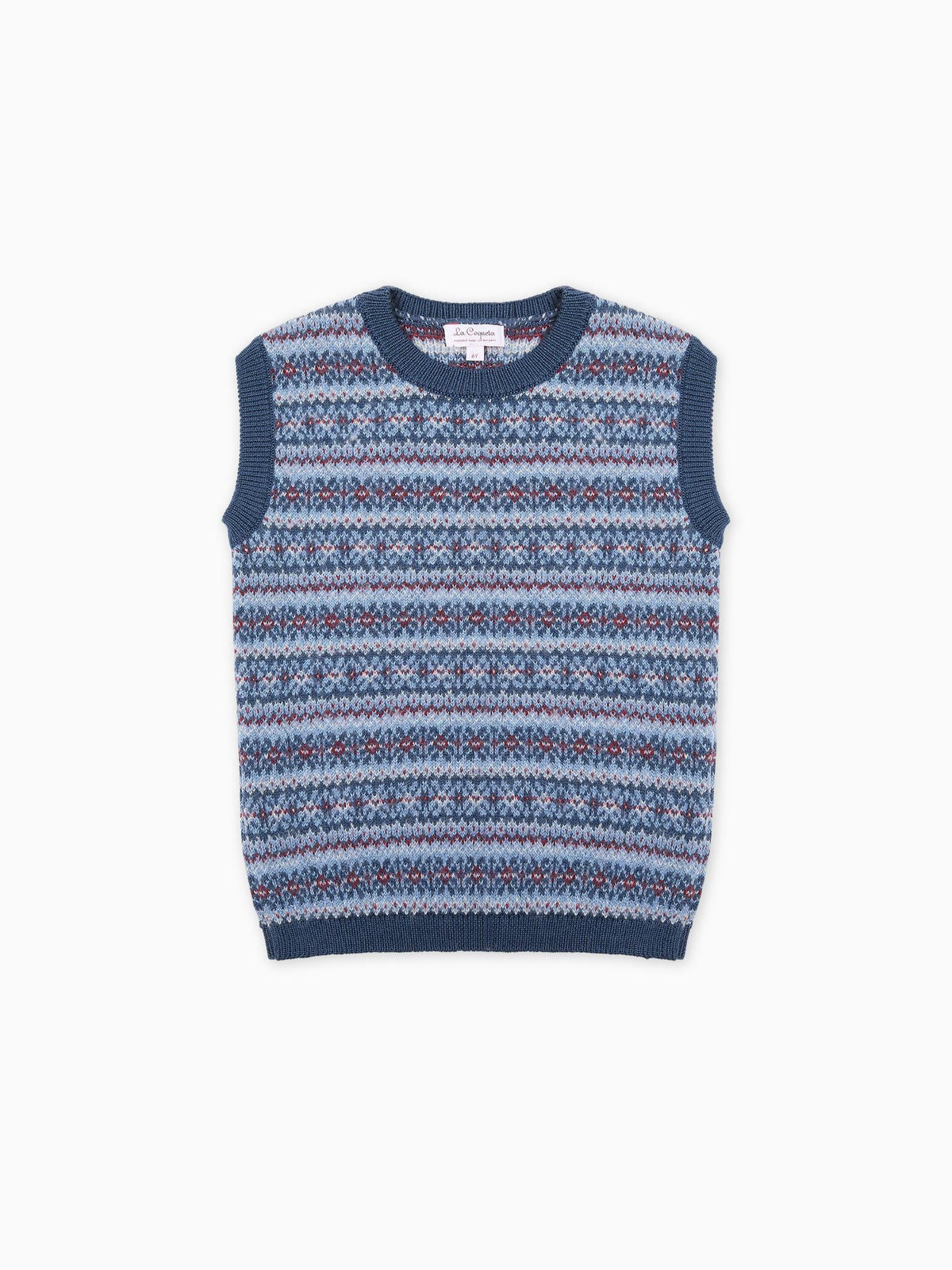 Dusty Blue Bromo Merino Fair Isle Boy Vest