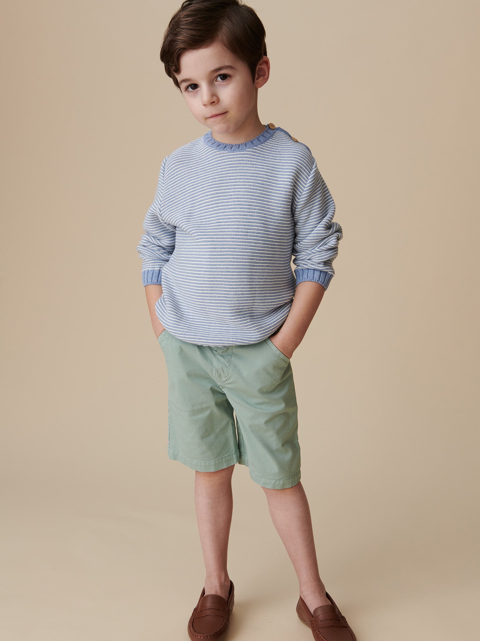 Dusty Blue Stripe Bromo Cotton Boy Sweater