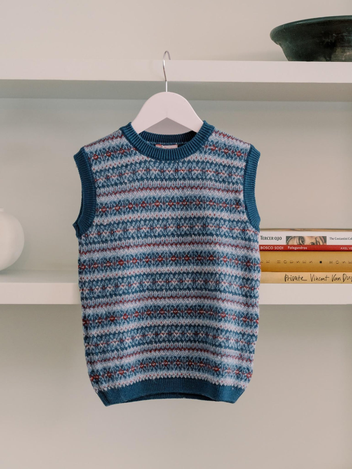 Dusty Blue Bromo Merino Fair Isle Boy Vest