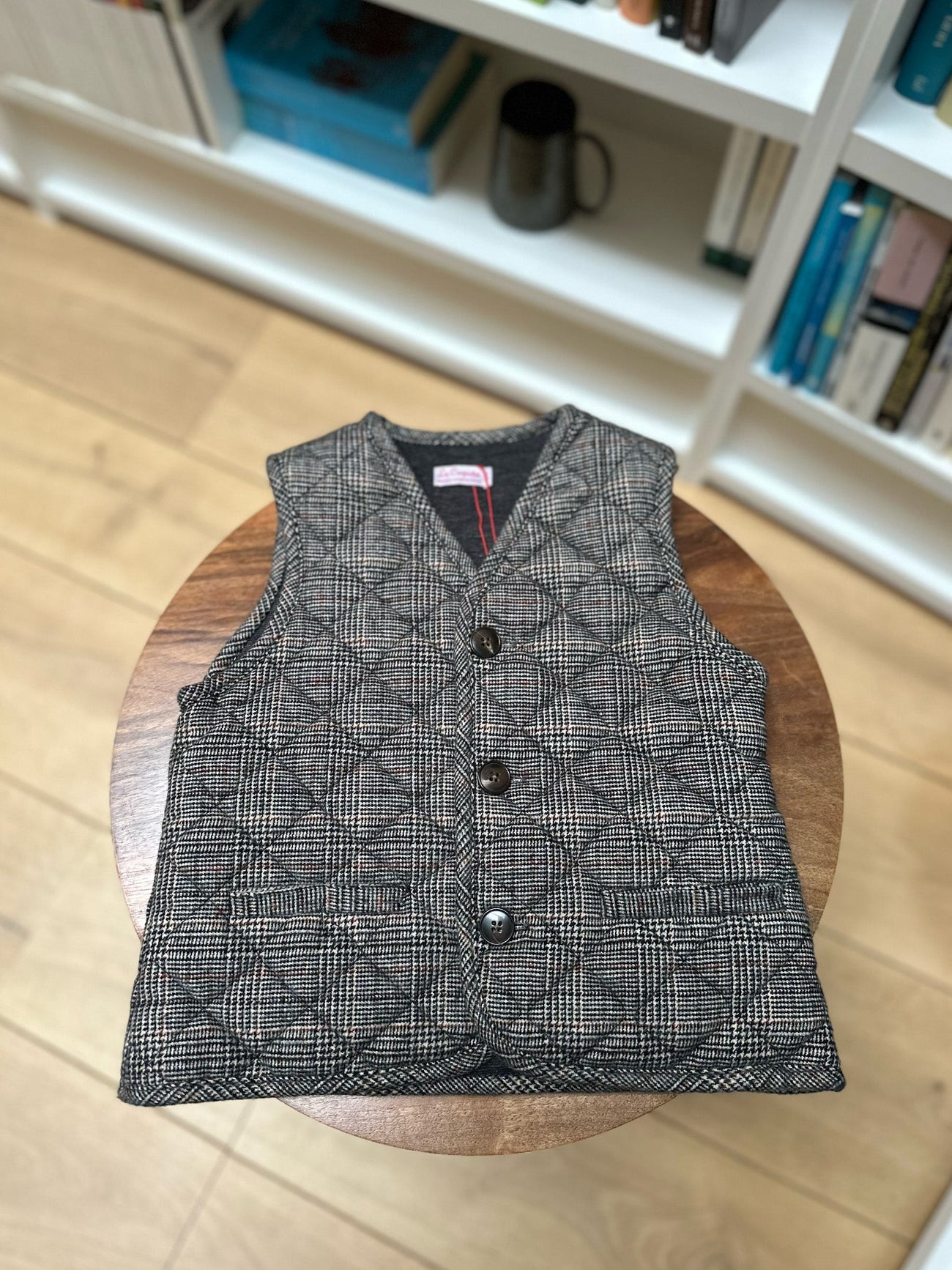 Brown Tweed Caza Kids Sleeveless Jacket