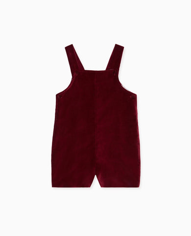 Burgundy Buganvilla Velvet Baby Overalls