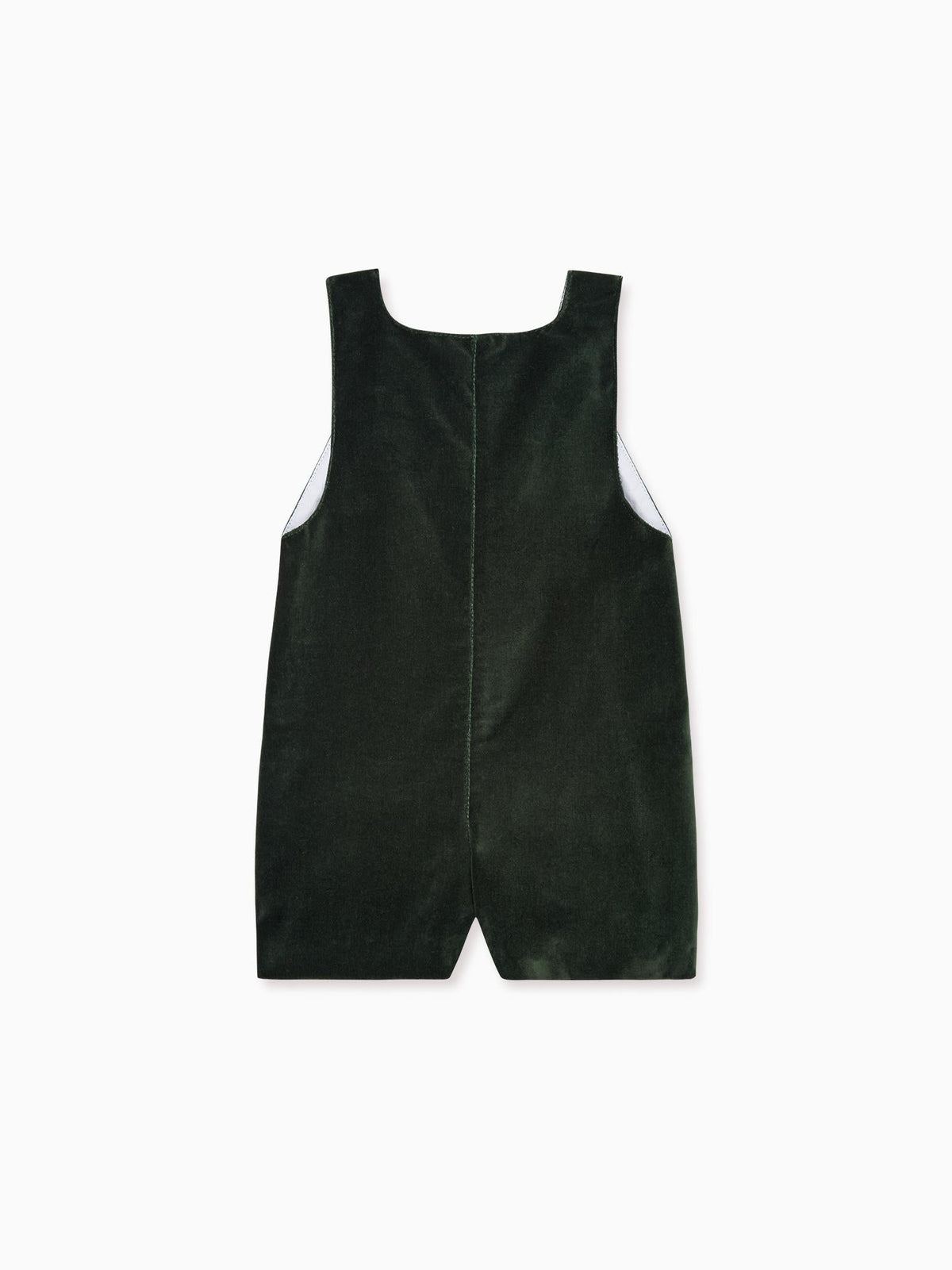 Dark Green Buganvilla Velvet Baby Dungarees