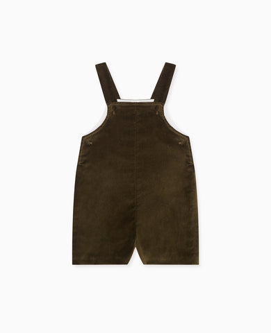 Olive Buganvilla Velvet Baby Overalls